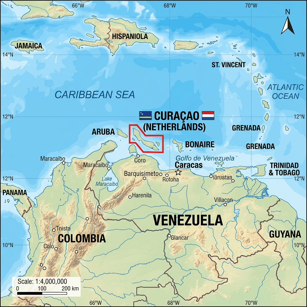 Curaçao op de kaart